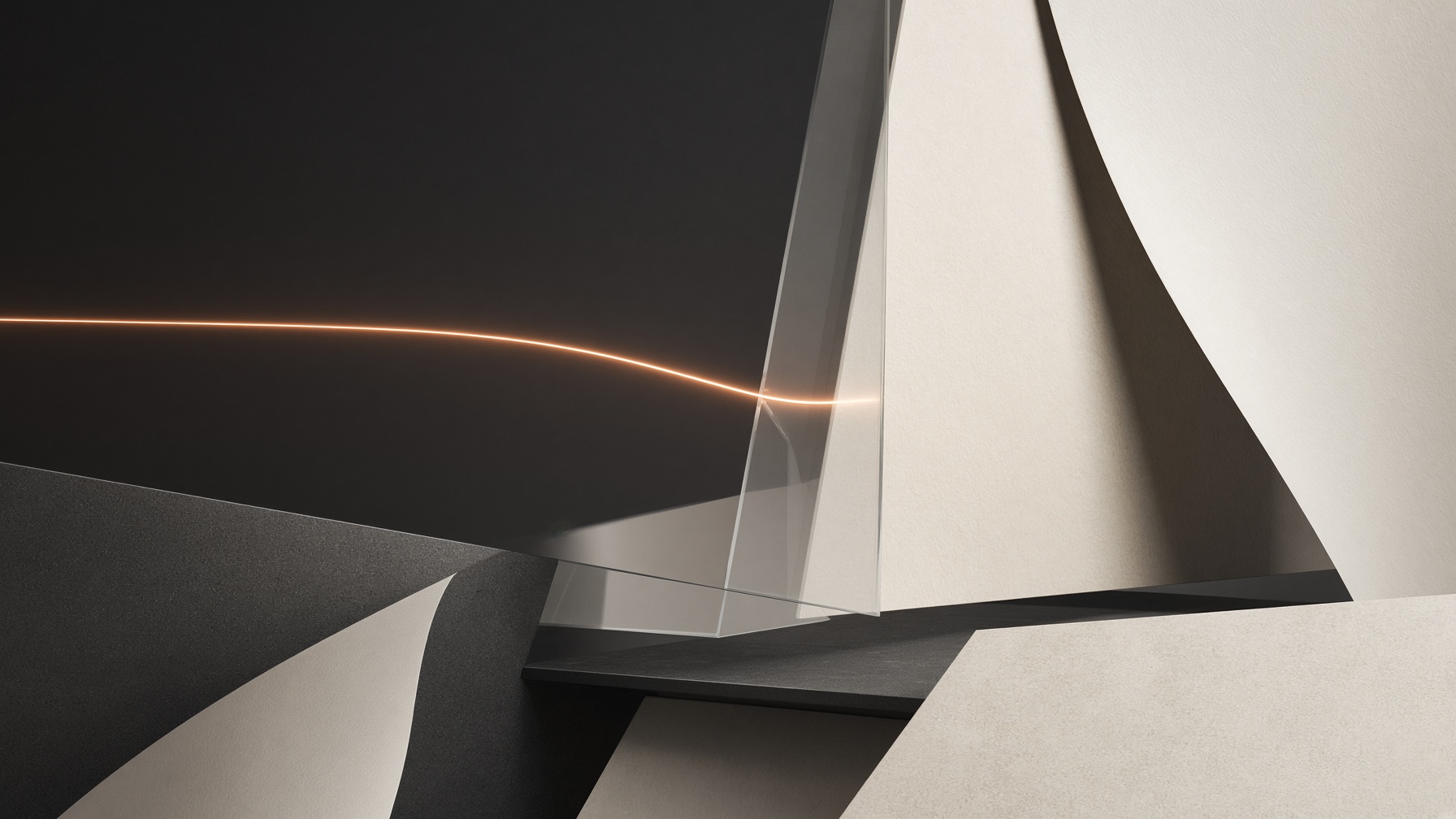Abstract copper and charcoal architectural planes